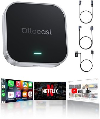 ALL-IN-1 Ottocast E2 AI Box Wireless Android Auto&CarPlay Adapter *Google Play
