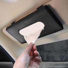 Car Tissue Holder, Leather Tissue Holder for Car Sun Visor, Rectangular Auto Sun