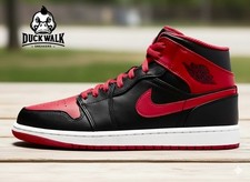 Nike Air Jordan 1 Mid Black Fire Red White DQ8426-060 Men's Sizes NEW