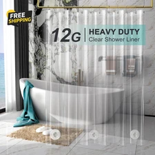 Heavy Duty Shower Curtain Liner 12 Gauge, 72 X 72 Inches Clear Shower Curtain