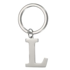 Initial Letter Keychain, Men Women A-Z Key Ring, Silver Letter L 