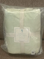 NEW Pottery Barn Kids Chamois Twin Fitted Sheet, Light Green