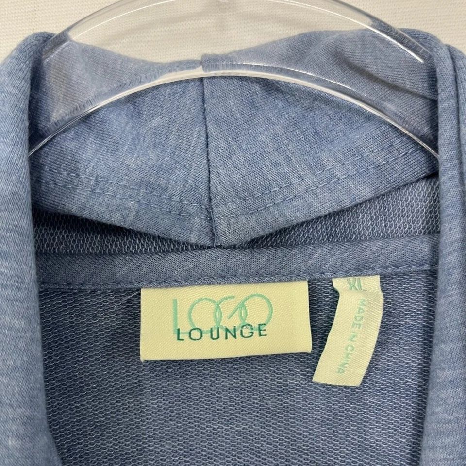 LOGO Lori Goldstein Jacket size XL Blue Open Front Mixed Media Stretch Knit - Image 2 of 4