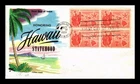 DR JIM STAMPS US COVER HAWAII STATEHOOD AIR MAIL FDC BLOCK FLUEGEL ADDRESSED