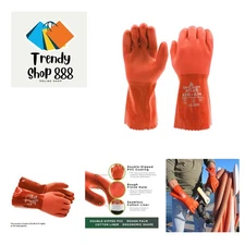 Durable 12” PVC Coated Gloves Large - Waterproof, Abrasion & Chemical Resistant