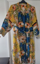 FABULOUS SIZE 24 EVANS SUNFLOWER SHIRT DRESS YELLOW BLUE MIDI DRESS