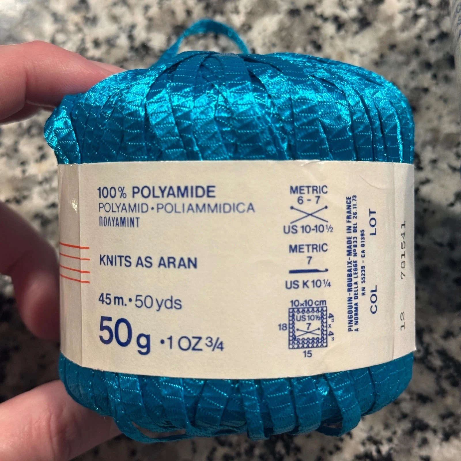 Pingouin Ruban Ribbon Yarn Turquoise Blue Lot of 5 Plus Pre-worked Knit Panels - product detail image 5