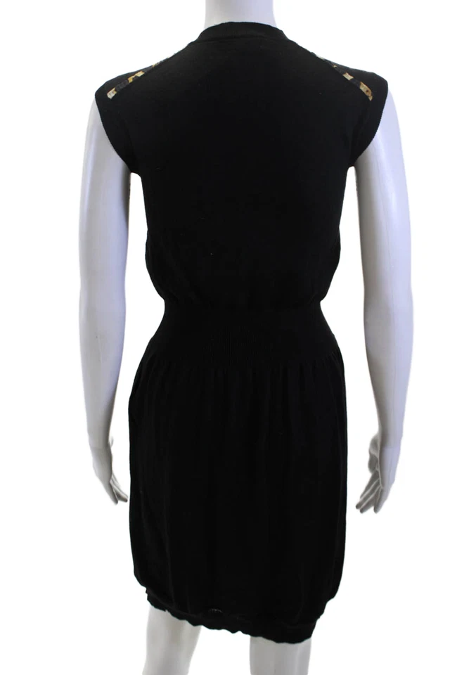 Yves Saint Laurent Women Sweater Dress Black Sleeveless Mock Neck Wool Size XS - Image 3 of 4