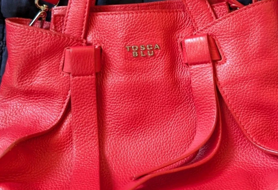 Cartera de cuero roja para mujer TOSCA BLU con correa ajustable - Italia Foto 4 de 4