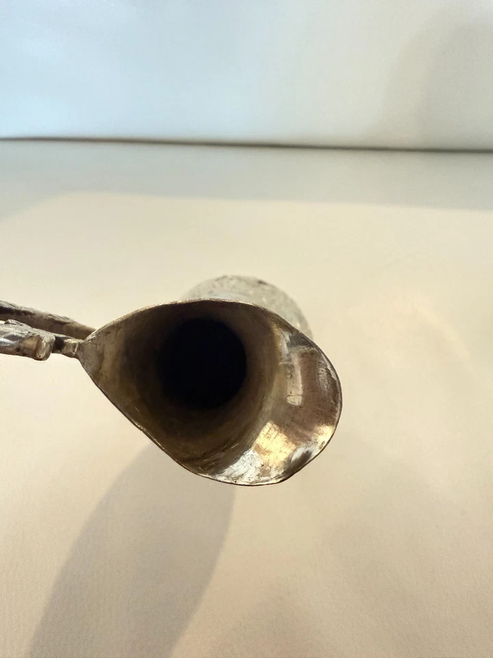 Jarrón jarra de latón persa grabado de colección mango ornamentado Oriente Medio Foto 4 de 4