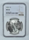 1923 Peace Silver Dollar MS66 NGC Brown Label *5808