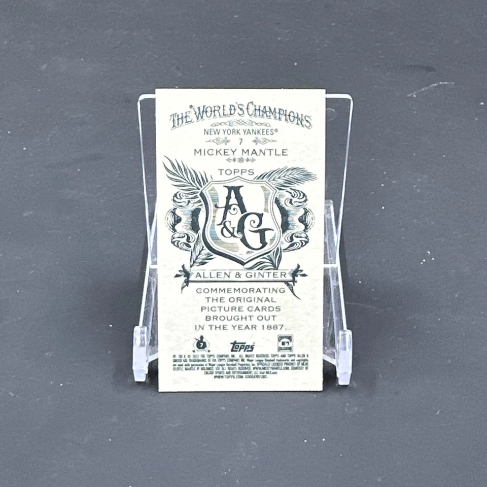 2012 Topps Allen and Ginter Mini #7 Mickey Mantle NY Yankees - Image 2 of 2
