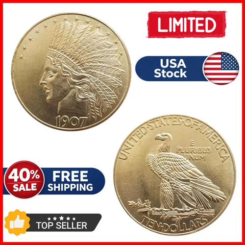 Antique Liberty Indian Head Ten Dollar Coin - Uncirculated Morgan Silver Dollar*