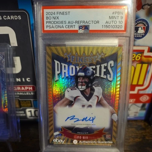 Bo Nix 2024 Finest Prodigies Auto RC Refractor Rookie Autograph PSA 9/10 Auto