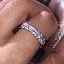 Quality 925 Sterling Silver Filled White Sapphire Engagement Round Cut For Women