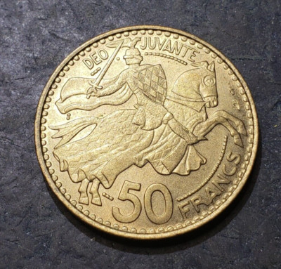 1950 Monaco 50 Francs Coin #12 ***1 YEAR TYPE COIN***