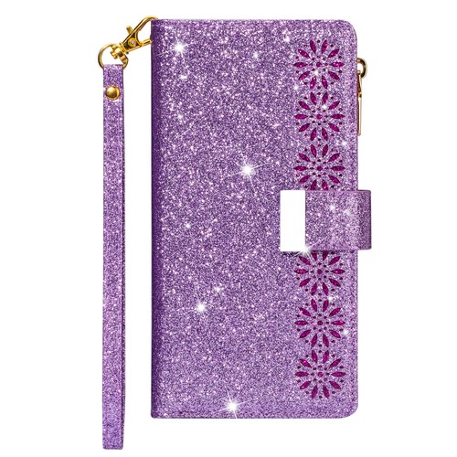 Bling Glitter Zipper Pause Wallet Case For iPhone 14 13 12 16 Pro Max XR Xs Maxx - Picture 17 of 17