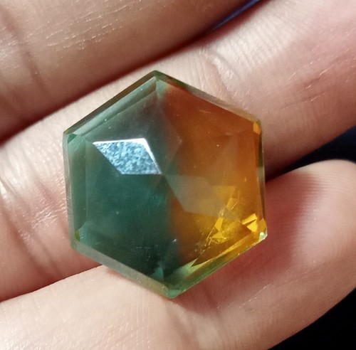24.10 CT Good Hexagon Cut Shape MultiColor Doublet tourmaline Loose Gemstone - Picture 3 of 11