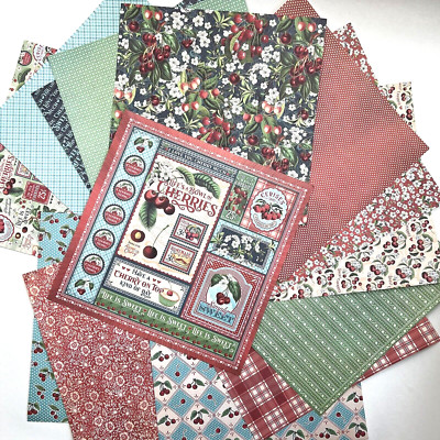 Summer Cherry Paper Sheets Vintage Style Junk Journal Collage Scrapbooking
