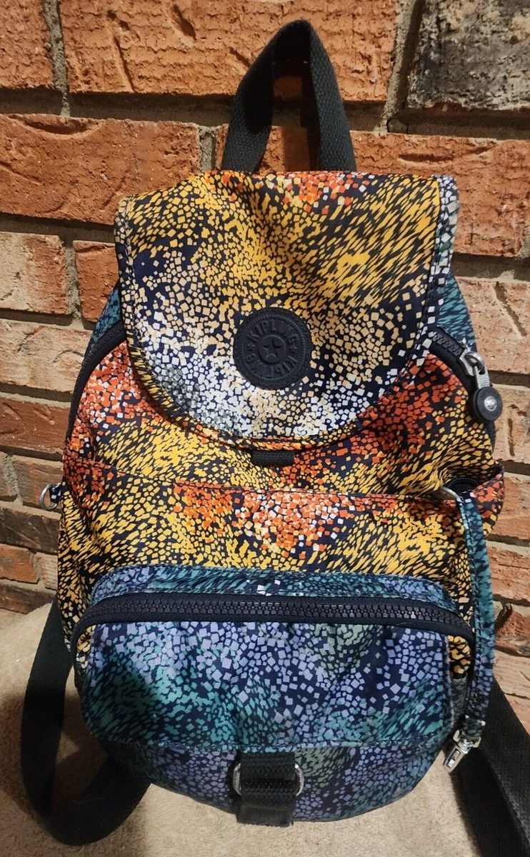KIPLING Watercolor River Ravier Medium Backpack multicolor Book Bag Many  Pockets | eBay