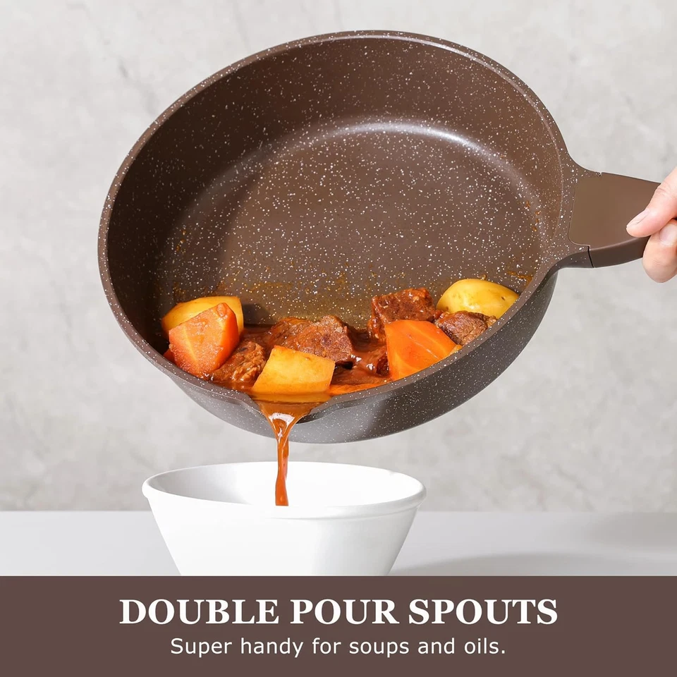 Toffeebbrun, Padella Antiaderente 28 Cm, Padella Profonda Con Coperchio, Rivesti - Immagine 4 di 4