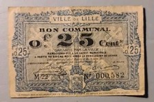 France 25 Centimes 1917 - Ville de Lille. French Bon Communal 14 Juillet 1917