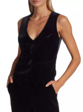 Chiara Boni La Petite Robe 'prisca' Velvet Vest In Black Sz 12 Nwt
