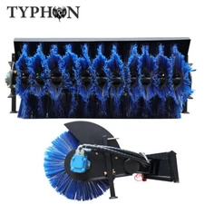 TYPHON Mini Skid Steer Attachement Manual Angle Broom Hydraulic Sweepper Brush
