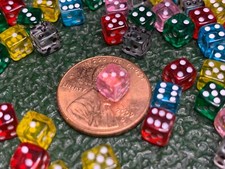 Twenty Random 5MM Assorted TRANSPARENT Color D6 Dice Tabletop Round Corners