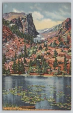 Rocky Mountain National Park Nymph Lake Bear Lake Linen Postcard 