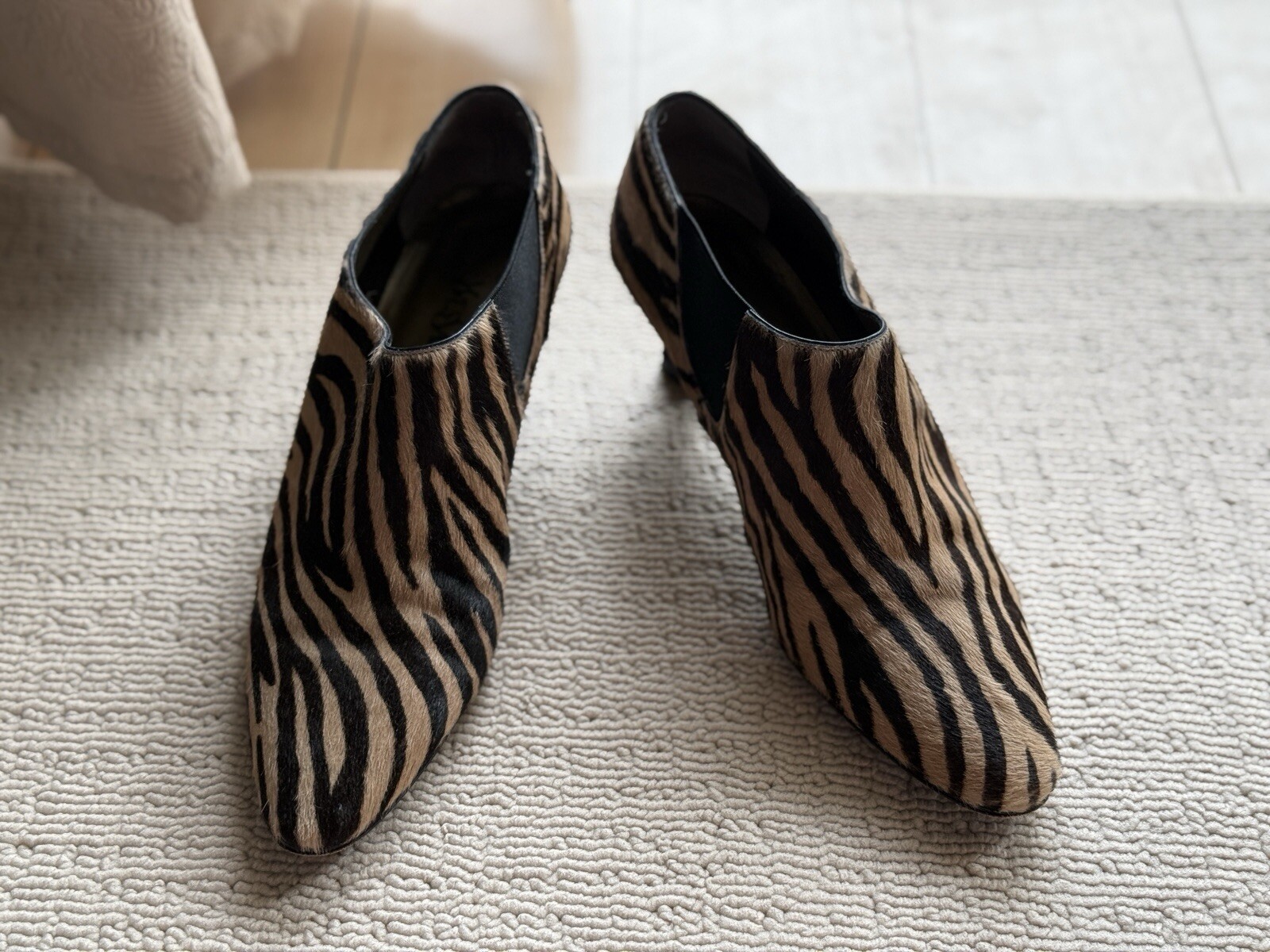 Stivaletti YVES SAINT LAURENT donna capelli di cavallo tacco a gattino stampa animale taglia 7M