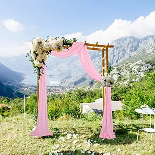 2 Panels 20ft Wedding Arch Draping Fabric Light Pink Chiffon