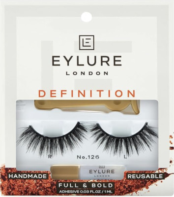 Eylure Dramatic Definition No. 126 Reusable Eyelashes, Adhesive Included, Bla...