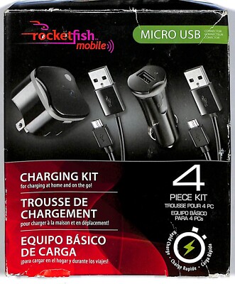  Rocketfish Micro-USB 4 piece set Wall / Car Charging Kit
