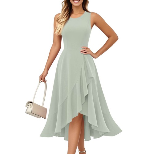 Women's Cocktail Party Formal Wedding Guest Ruffles Dresses, Prom Evening Dress - Picture 29 of 60