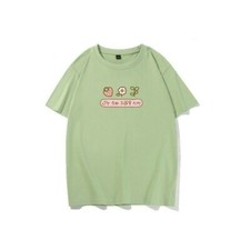 Damen Erdbeere T-Shirt Blumenmuster Top Bluse Kurzärmelig Süß Harajuku Kawaii