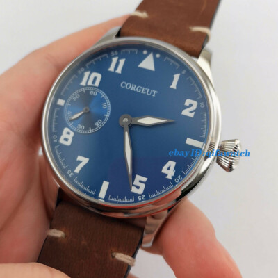 44mm blue dial green luminous 6497 hand winding movement mens watch 2991