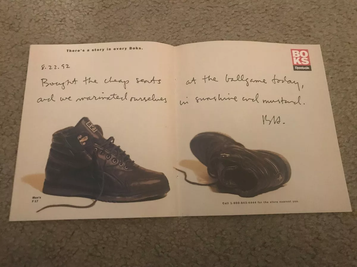 Vintage 1992 REEBOK F 17 OAK STREET RECKER Poster Print Ad BOKS Shoes RARE