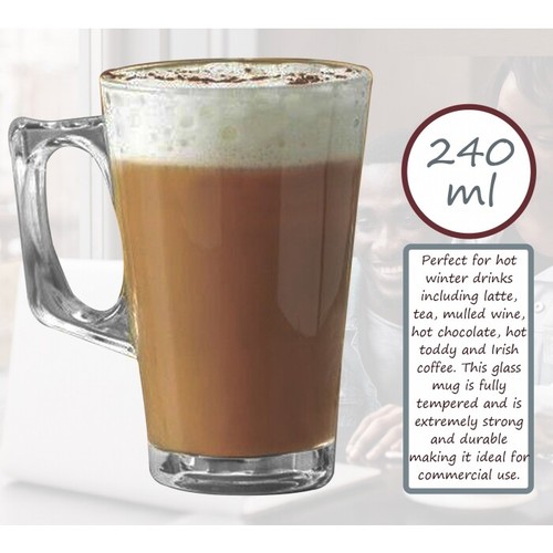 4/6 Latte Coffee Glasses Cappuccino Lattes Tea Glass Cups Hot Drink Mugs+ Spoons - Picture 7 of 16