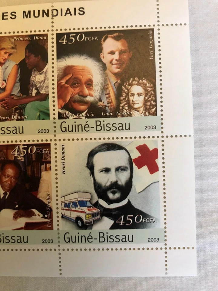 Um bloco de 6 selos da Guiné-Bissau intitulado "Celebridades do Mundo" - Mandela - Imagem 3 de 3