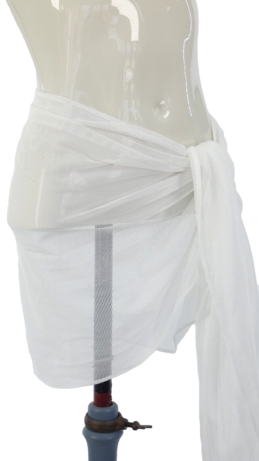 Cover Up Beach Skirt  Wrap Sarong White Sheer Mesh Holiday One Size-image