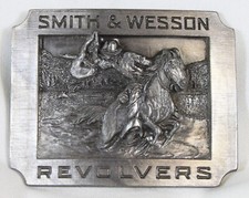 Vtg Smith  Wesson Revolvers Belt Buckle 1990 Rockabilly Cowboy Bergamot Guns