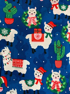 SCRUB TOP SIZES: XS, M, L, XL, 2XL MERRY LLAMA CHRISTMAS NWT NURSE MEDICAL  VET