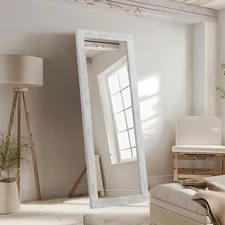 Rustic Farmhouse Full Length Mirror, 64"X21" Wood Frame Floor Mirror, Free Stand
