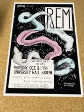 R.E.M. 1984 Union University Reckoning Cardstock Concert Poster 12"x18"