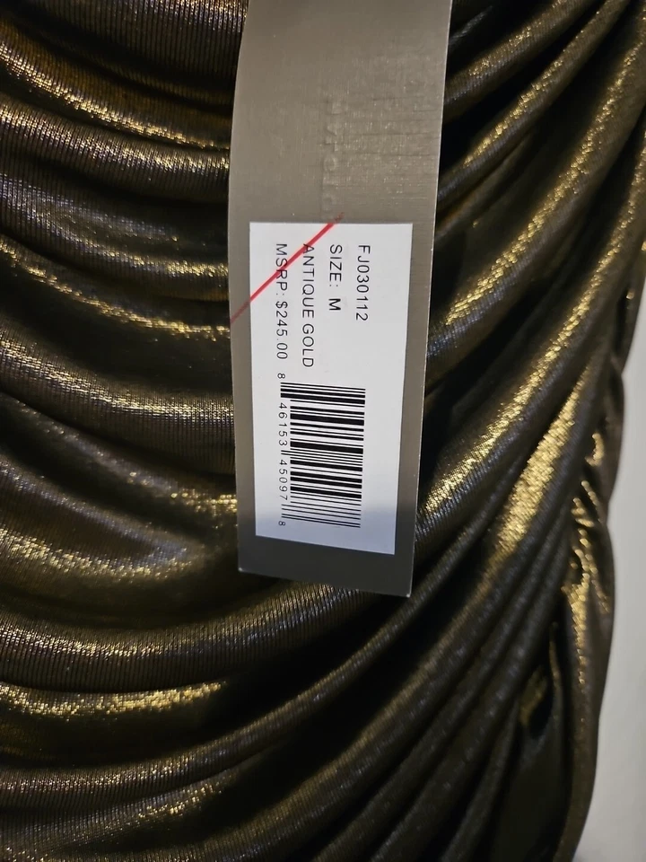 Halston Heritage размер M металлический золотой без бретелек верхний роскошь вечеринки с Ярлыками $245 - Изображение 4 из 4