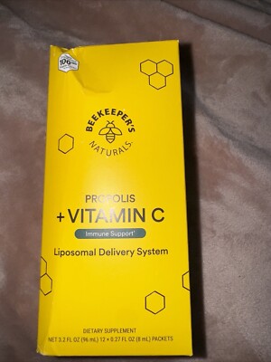 Beekeeper's Naturals Propolis + Vitamin C  Liposomal Delivery 12 ct EXP: 12/2025
