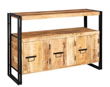 UP-Cycled Industrial Metal & Wood 3 Doors with Shelf Sideboard for Dining Room