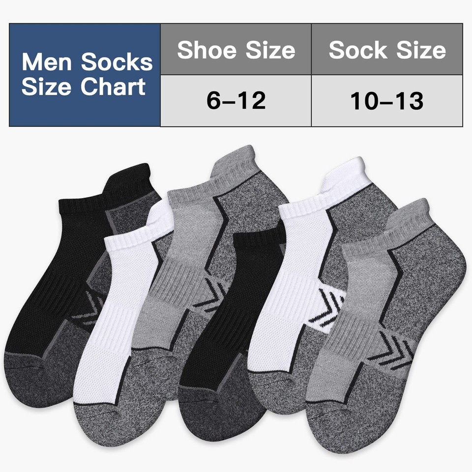 Mens Ankle Socks Athletic Running Low Cut Sock Cushioned Tab Socks for