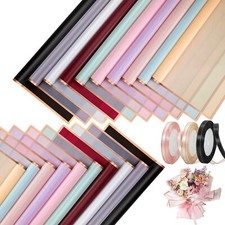 100 Sheets Flower Wrapping Paper Pure Color Flower Bouquet Wrapping Paper Wat...
